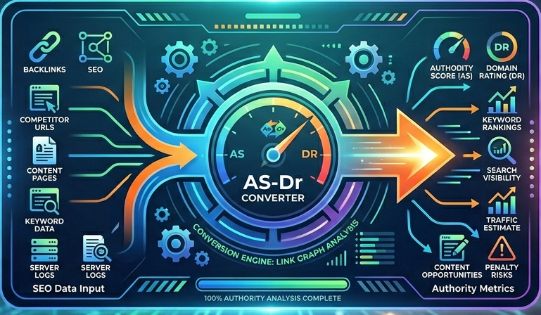 Authority score (AS) to Domain rating (DR) converter feature image